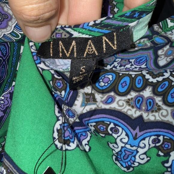 IMAN Global Chic Green Paisley Drape Vest Sleeveless Top NWT Size S - Picture 6 of 8